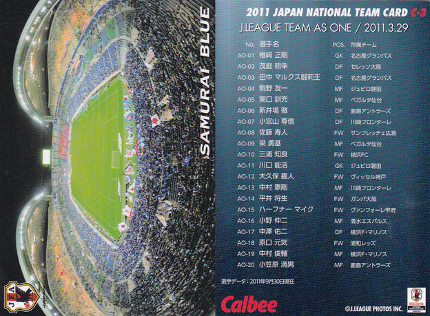Photos: 日本代表チップス2011C-03チェックリスト（TEAM AS ONE）